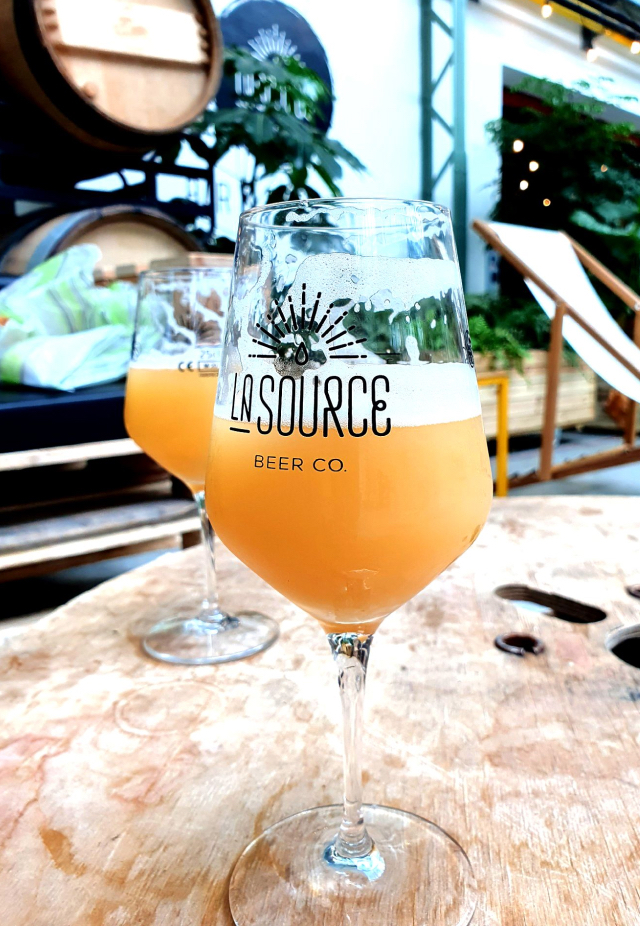 Two glasses of beer from La Source Beer Co.